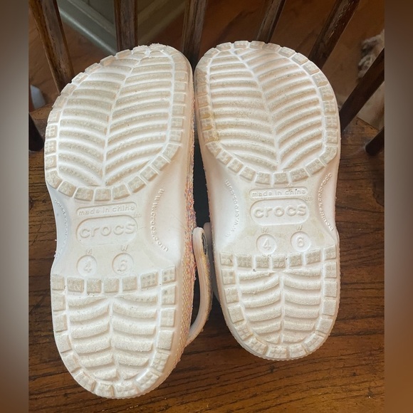 Crocs Classic Sparkle Glitter Clog White/Multicolor Sz W6 - Picture 2 of 5